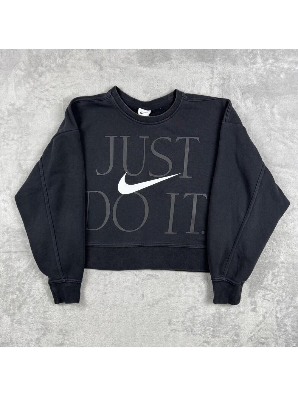 Nike Women Get Fit Ftrench Terry Crop Sweatshirt Size S Relaxed Streetwear Sport